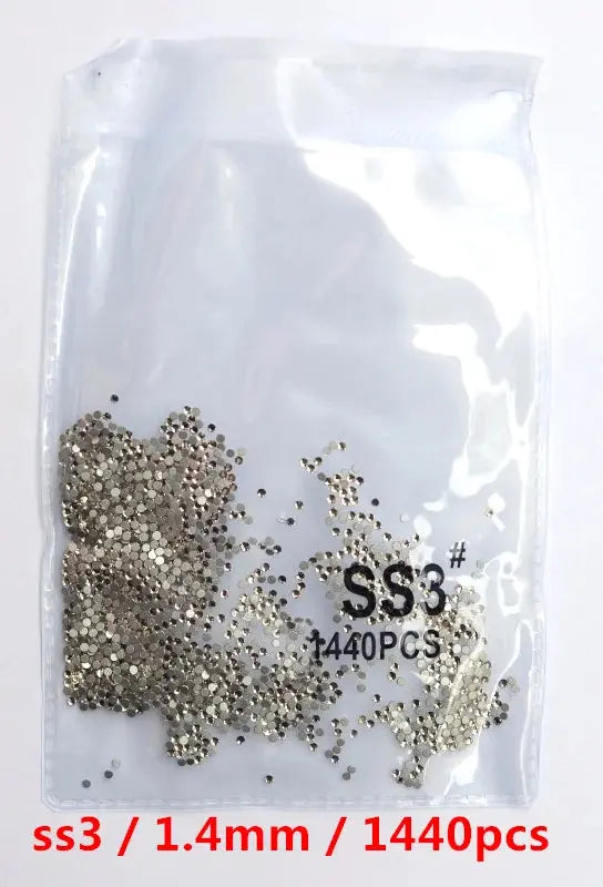 SS3-SS8 1440 pcs Clear Crystal AB gold 3D Non Hot Fix Flat Back Nail Art Rhinestones Decorations Natalia Home Fashion white-SS3-1440pcs Natalia Home Fashion