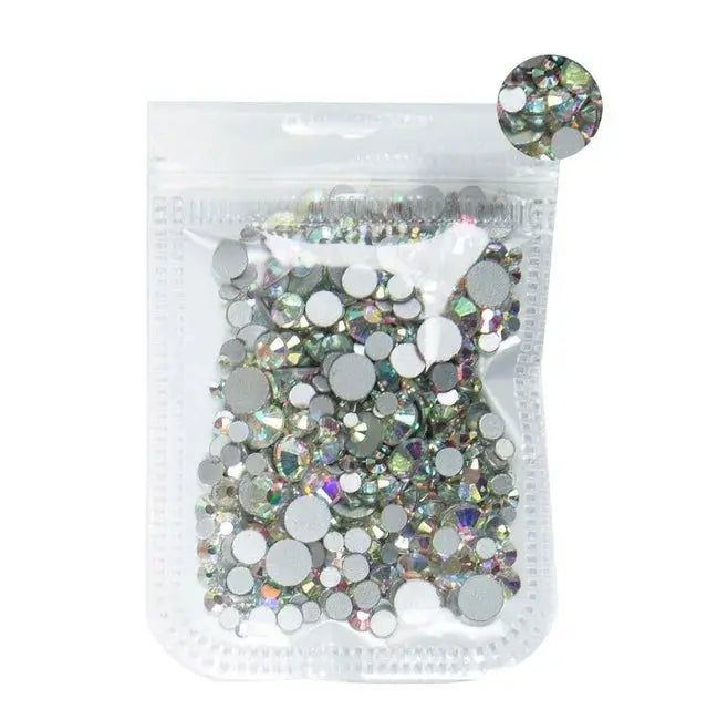 SS3-SS8 1440 pcs Clear Crystal AB gold 3D Non Hot Fix Flat Back Nail Art Rhinestones Decorations Natalia Home Fashion AB-Mix-sizes-5-Gram Natalia Home Fashion