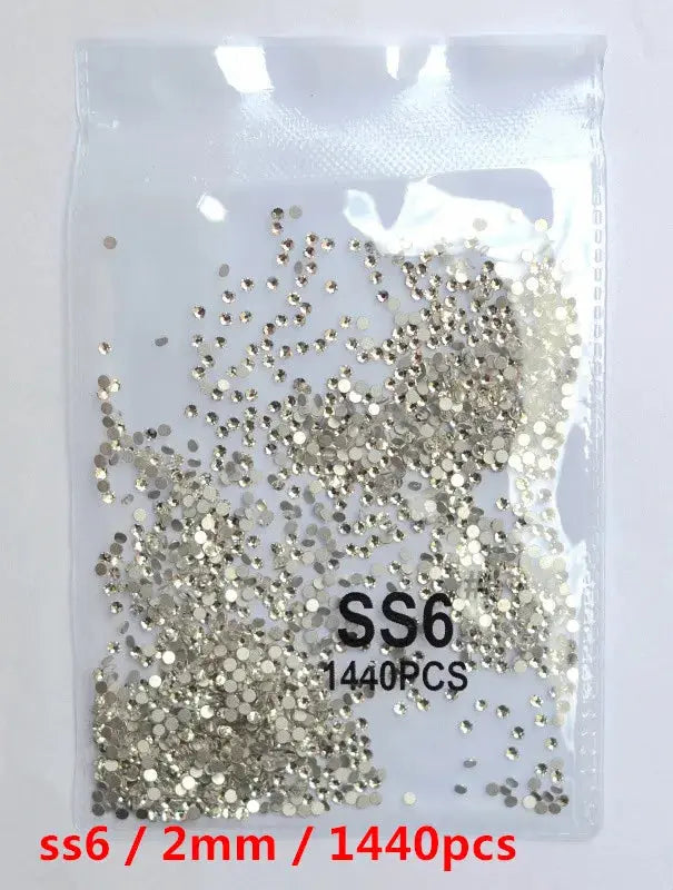 SS3-SS8 1440 pcs Clear Crystal AB gold 3D Non Hot Fix Flat Back Nail Art Rhinestones Decorations Natalia Home Fashion white-SS6-1440pcs Natalia Home Fashion
