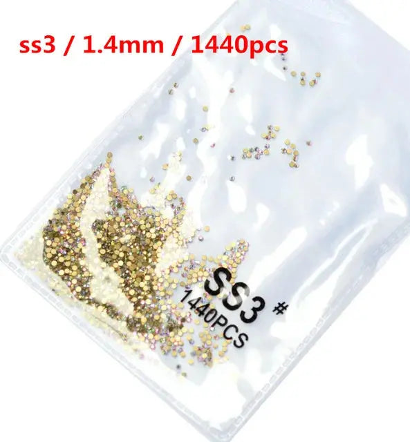SS3-SS8 1440 pcs Clear Crystal AB gold 3D Non Hot Fix Flat Back Nail Art Rhinestones Decorations Natalia Home Fashion Gold-AB-SS3-1440pcs Natalia Home Fashion