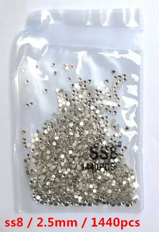 SS3-SS8 1440 pcs Clear Crystal AB gold 3D Non Hot Fix Flat Back Nail Art Rhinestones Decorations Natalia Home Fashion white-SS8-1440pcs Natalia Home Fashion