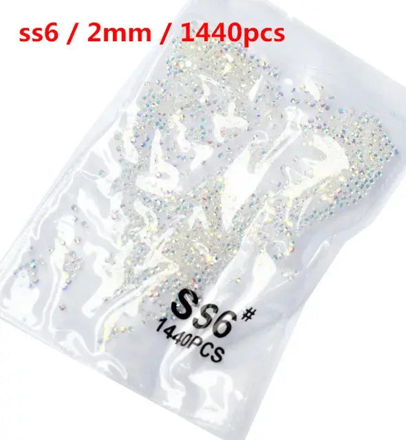 SS3-SS8 1440 pcs Clear Crystal AB gold 3D Non Hot Fix Flat Back Nail Art Rhinestones Decorations Natalia Home Fashion Clear-AB-SS6-1440 Natalia Home Fashion
