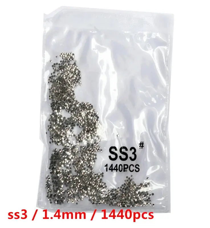 SS3-SS8 1440 pcs Clear Crystal AB gold 3D Non Hot Fix Flat Back Nail Art Rhinestones Decorations Natalia Home Fashion Glue-white-SS3-1440 Natalia Home Fashion
