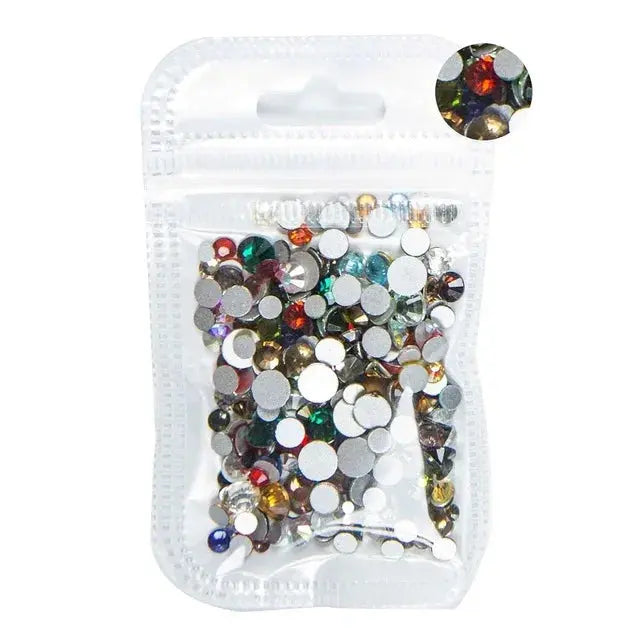 SS3-SS8 1440 pcs Clear Crystal AB gold 3D Non Hot Fix Flat Back Nail Art Rhinestones Decorations Natalia Home Fashion 5Gram-Mix-Colors Natalia Home Fashion