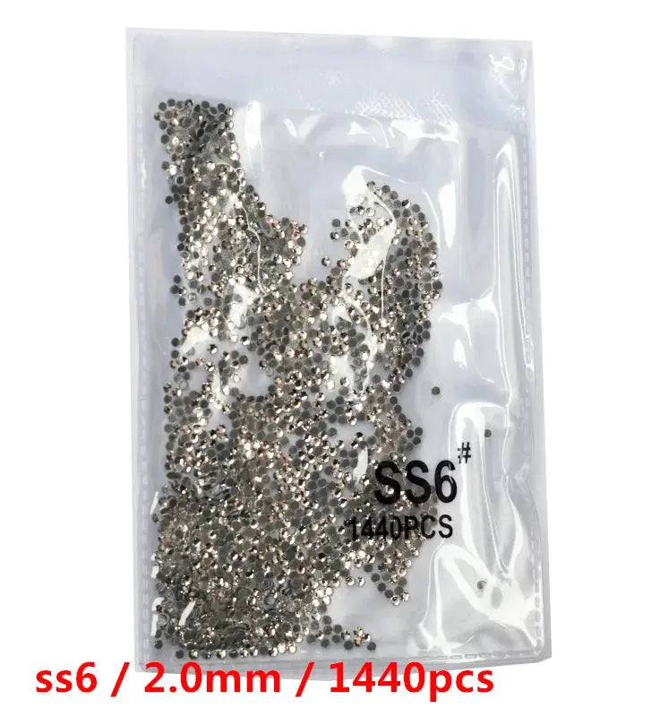 SS3-SS8 1440 pcs Clear Crystal AB gold 3D Non Hot Fix Flat Back Nail Art Rhinestones Decorations Natalia Home Fashion Glue-white-SS6-1440 Natalia Home Fashion