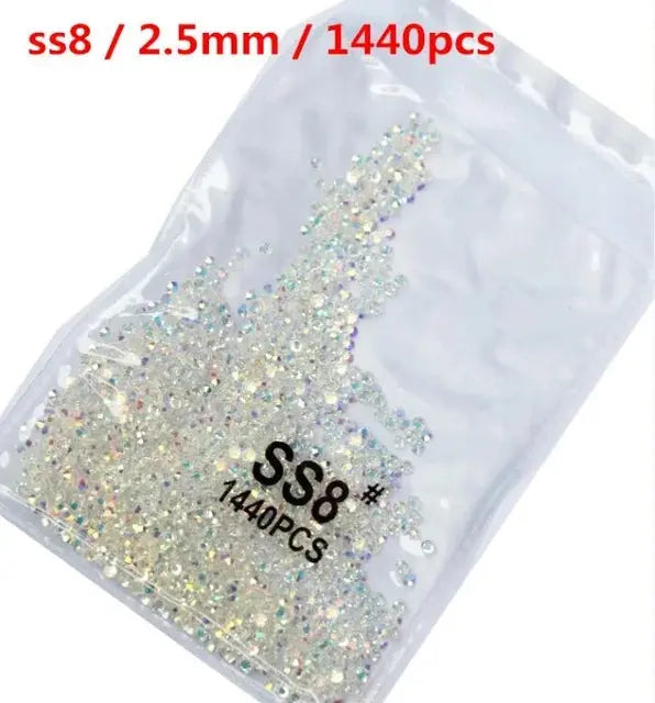 SS3-SS8 1440 pcs Clear Crystal AB gold 3D Non Hot Fix Flat Back Nail Art Rhinestones Decorations Natalia Home Fashion Clear-AB-SS8-1440 Natalia Home Fashion