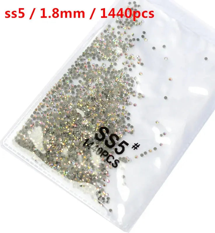 SS3-SS8 1440 pcs Clear Crystal AB gold 3D Non Hot Fix Flat Back Nail Art Rhinestones Decorations Natalia Home Fashion Glue-AB-SS5-1440pcs Natalia Home Fashion