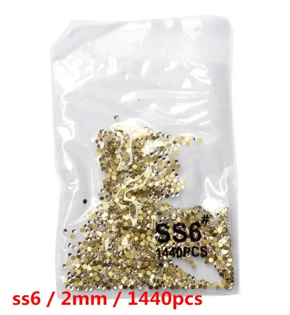 SS3-SS8 1440 pcs Clear Crystal AB gold 3D Non Hot Fix Flat Back Nail Art Rhinestones Decorations Natalia Home Fashion Gold-white-SS6-1440 Natalia Home Fashion
