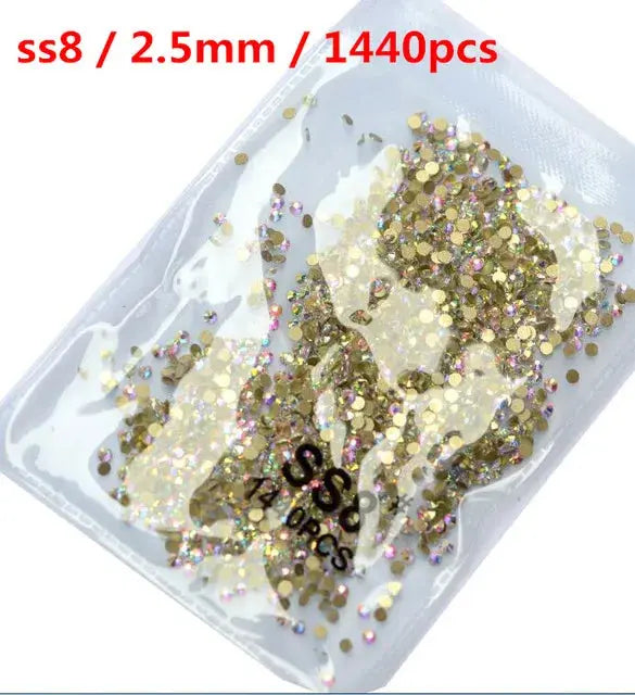 SS3-SS8 1440 pcs Clear Crystal AB gold 3D Non Hot Fix Flat Back Nail Art Rhinestones Decorations Natalia Home Fashion Gold-AB-SS8-1440pcs Natalia Home Fashion