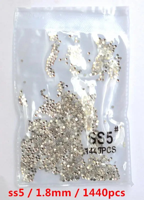 SS3-SS8 1440 pcs Clear Crystal AB gold 3D Non Hot Fix Flat Back Nail Art Rhinestones Decorations Natalia Home Fashion white-SS5-1440pcs Natalia Home Fashion