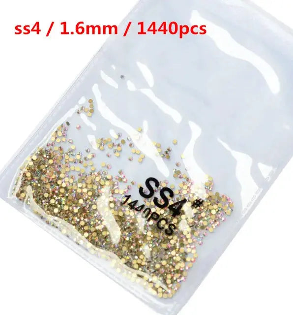 SS3-SS8 1440 pcs Clear Crystal AB gold 3D Non Hot Fix Flat Back Nail Art Rhinestones Decorations Natalia Home Fashion Gold-AB-SS4-1440pcs Natalia Home Fashion