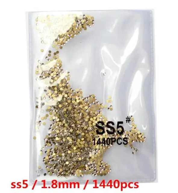 SS3-SS8 1440 pcs Clear Crystal AB gold 3D Non Hot Fix Flat Back Nail Art Rhinestones Decorations Natalia Home Fashion Gold-white-SS5-1440 Natalia Home Fashion