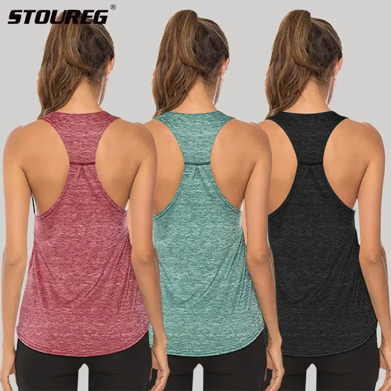 STOUREG Sleeveless Racerback Yoga Tank Top,Women's Quick Dry Running Training Sports Vest Fitness Gym Top Workout Yoga Shirts Natalia Home Fashion Natalia Home Fashion