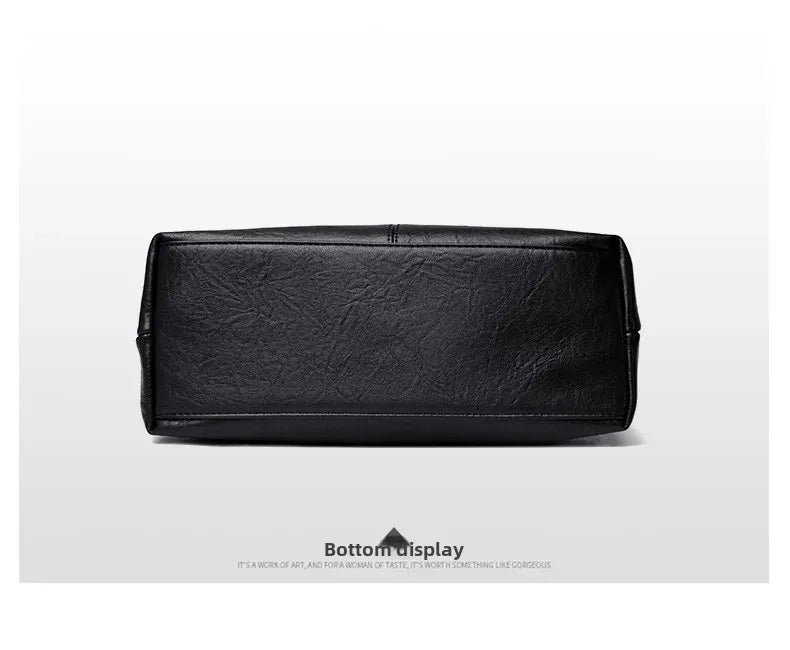 Fashionable Pure Color Basket Handbag Women's Commuter Bag Soft PU Leather Vintage Style Single Shoulder Bag with Internal Zipper