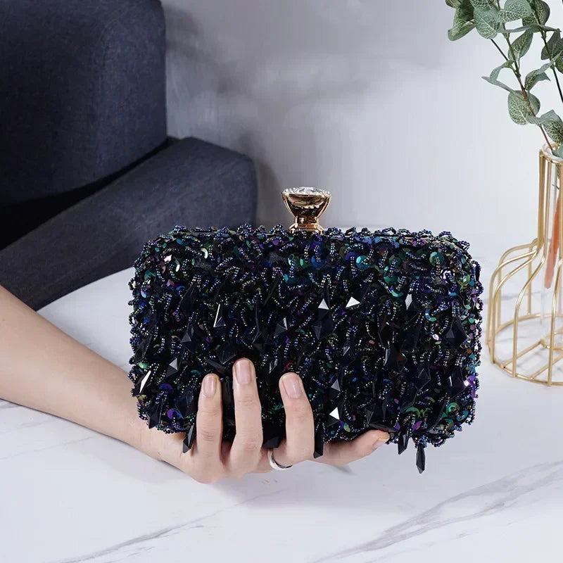 Women's Evening Bags Fashion Luxury Sequin Beaded Banquet Handbags Clutches Ladies Chain Small Shoulder Bag Purses