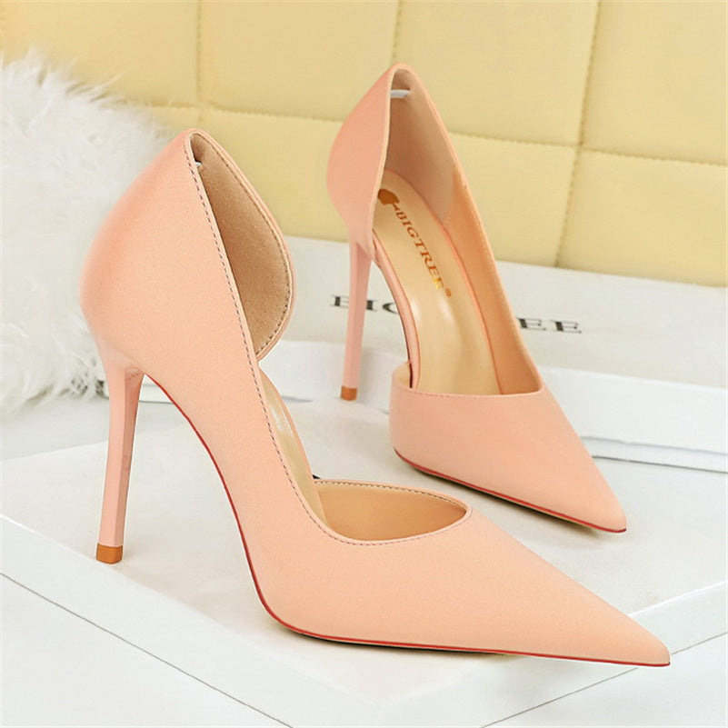 Women High Heels Blue Pumps Lady Wedding Evening Party Purple Peach Heels Silk Satin Nightclub Prom Dress Shoes