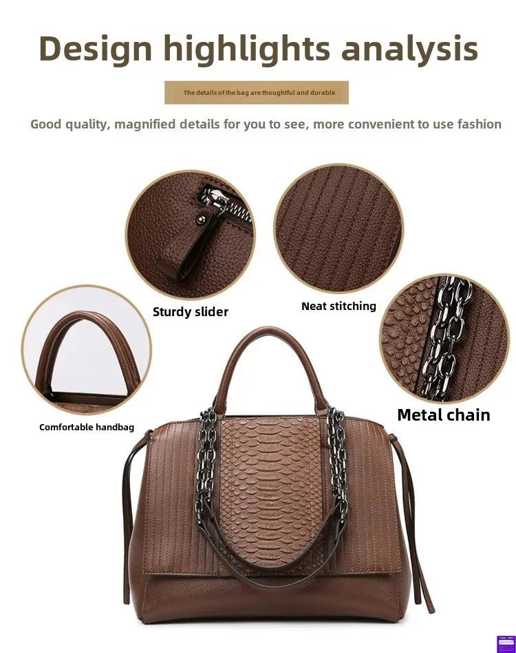 Fashionable Crocodile Pattern Tote Bag Women's Large Capacity Handbag High-End Feel Shoulder Bag Cross-Border New Model