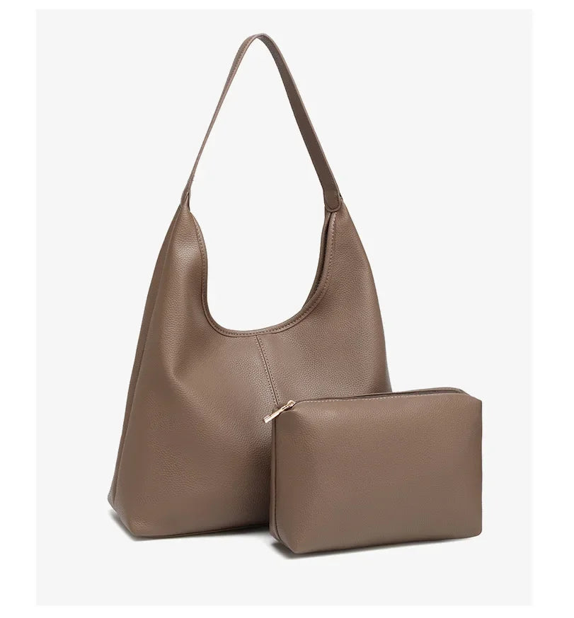 Retro Solid Color Large Capacity Women's Shoulder Bag Fashionable Versatile Niche Tote Bag Underarm Single Shoulder