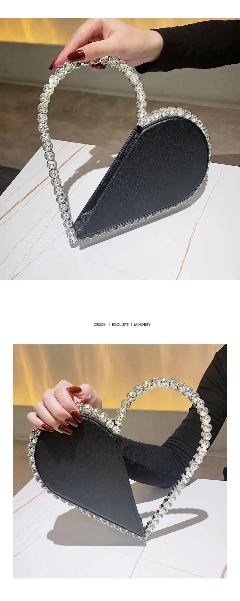 Mini Heart Shape Evening Bag Trendy Party Clutch Purse Women's Elegant Handbags For Party Prom