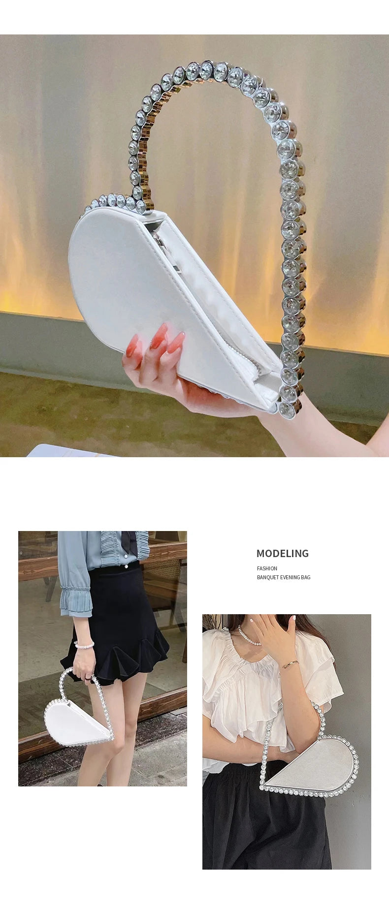 Mini Heart Shape Evening Bag Trendy Party Clutch Purse Women's Elegant Handbags For Party Prom