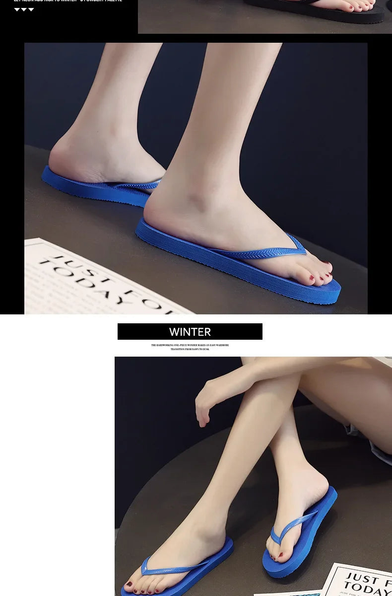 Solid Color Non-slip Leisure Couple Slippers Women Summer Beach Slippers Outdoor Women Flip Flops Breathable Beach Sandals Women