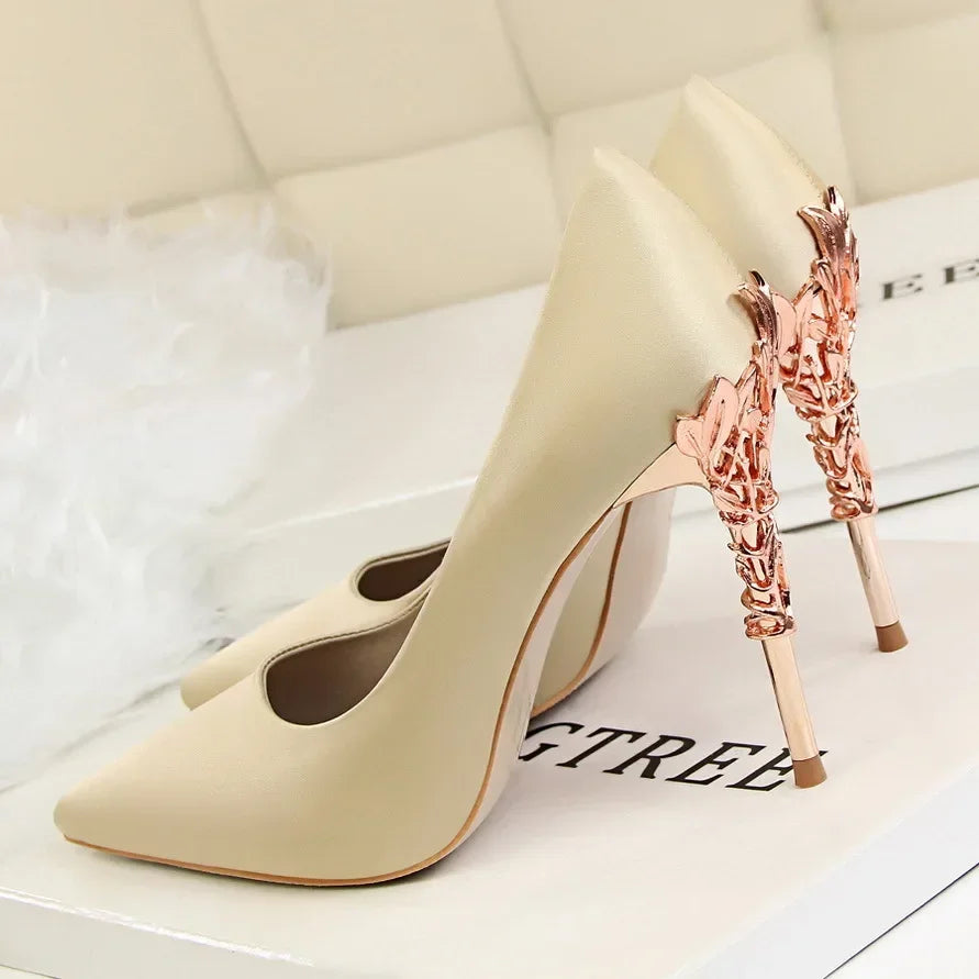 Women Shoes Spring Women Pumps Sequin Wedding Shoes Stilettos Metal Decoration Heels Natalia Home Fashion Champagne-40 Natalia Home Fashion