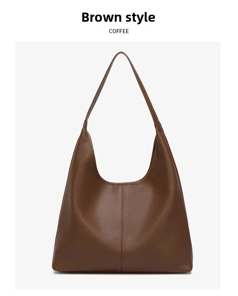 Retro Solid Color Large Capacity Women's Shoulder Bag Fashionable Versatile Niche Tote Bag Underarm Single Shoulder