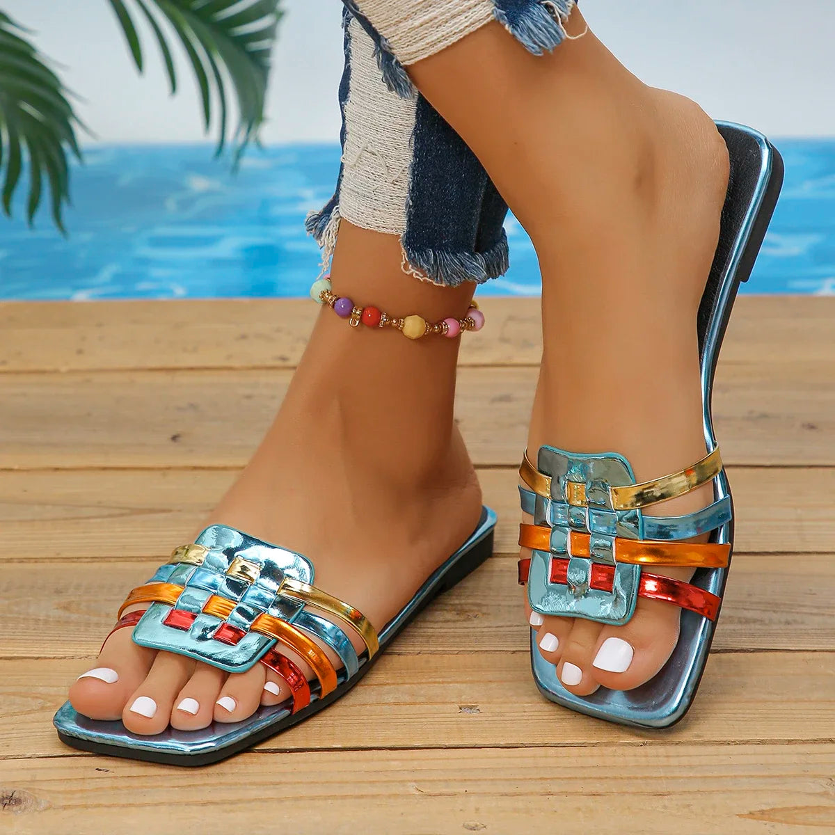 Women Summer Slides Women Flat Slippers Luxury Sandal Designer Shoes Ladies Outdoor Beach