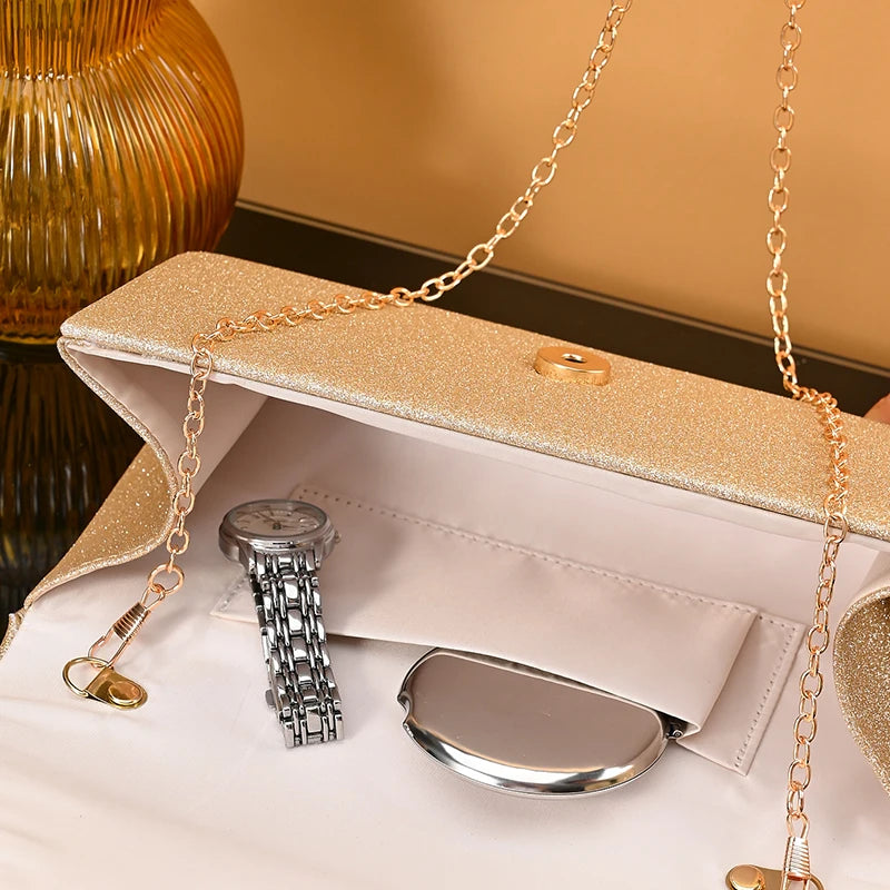 Fashion Elegant Clutch Bag Chain Dinner Bag Bride Bridesmaid Lady Handbag