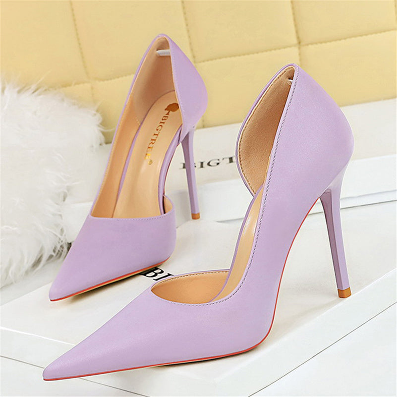 Women High Heels Blue Pumps Lady Wedding Evening Party Purple Peach Heels Silk Satin Nightclub Prom Dress Shoes