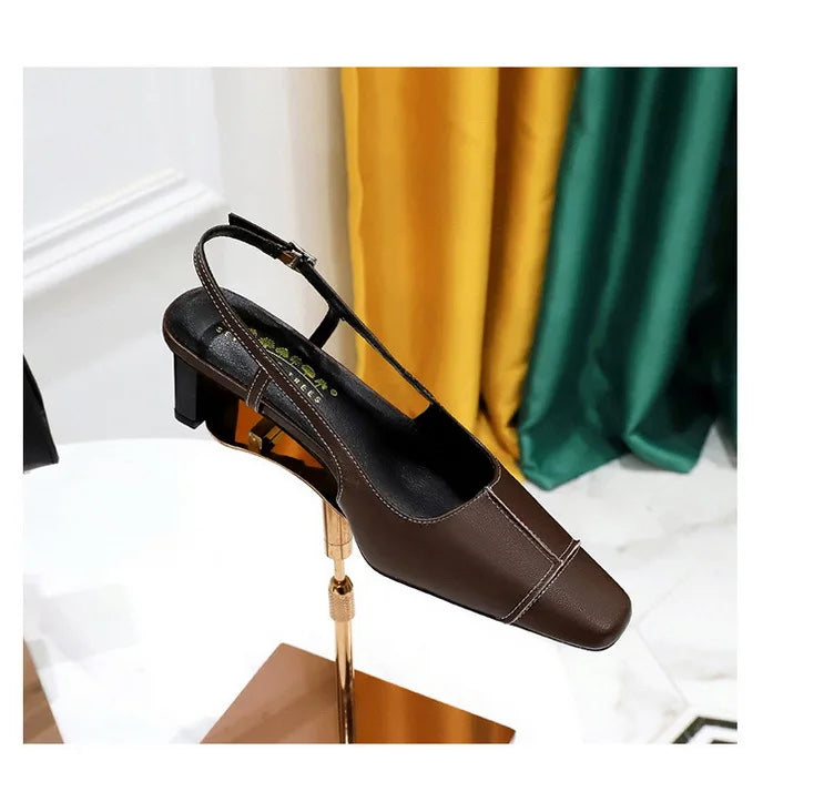 Design Shallow Women Pumps Pointed Toe Sling backs Sandals Elegant Office Work Thin High Heels Shoe Retro Shoes Women