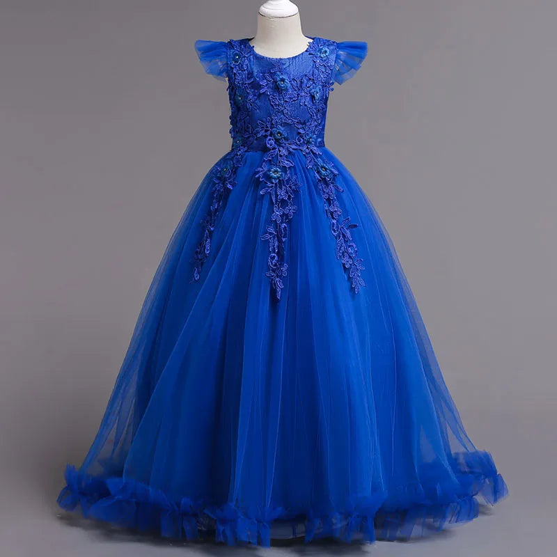 Princess Mesh Dress Girl Party Clothing Kids Sequin Wedding Dresses Children Spring Autumn Prom Costume