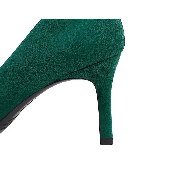 Suede Black Women Pumps High Heels Pointed Toe Women Heels 7Cm Ladies Shoes Office Shoes