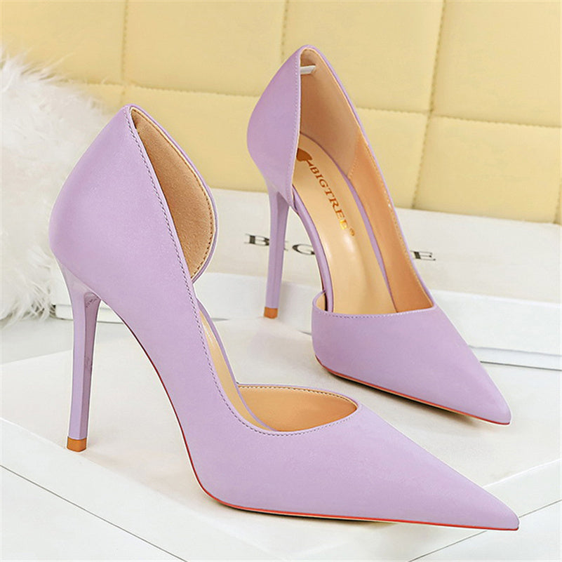 Women High Heels Blue Pumps Lady Wedding Evening Party Purple Peach Heels Silk Satin Nightclub Prom Dress Shoes