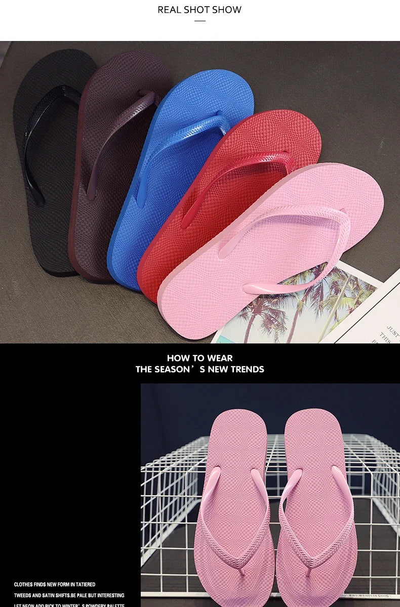 Solid Color Non-slip Leisure Couple Slippers Women Summer Beach Slippers Outdoor Women Flip Flops Breathable Beach Sandals Women