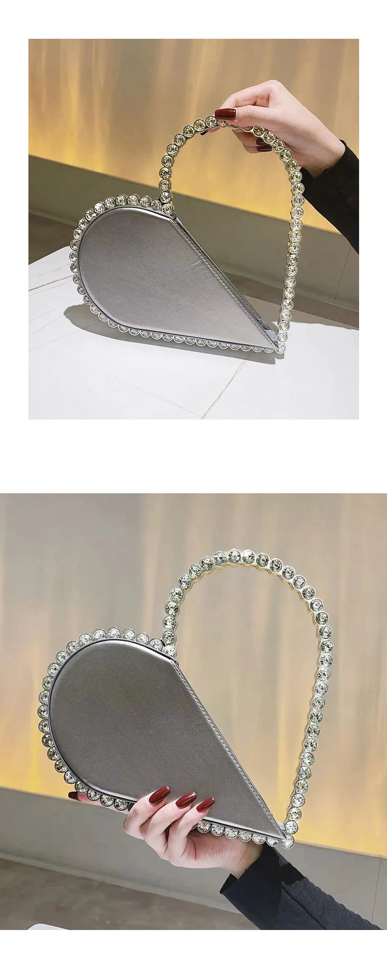 Mini Heart Shape Evening Bag Trendy Party Clutch Purse Women's Elegant Handbags For Party Prom
