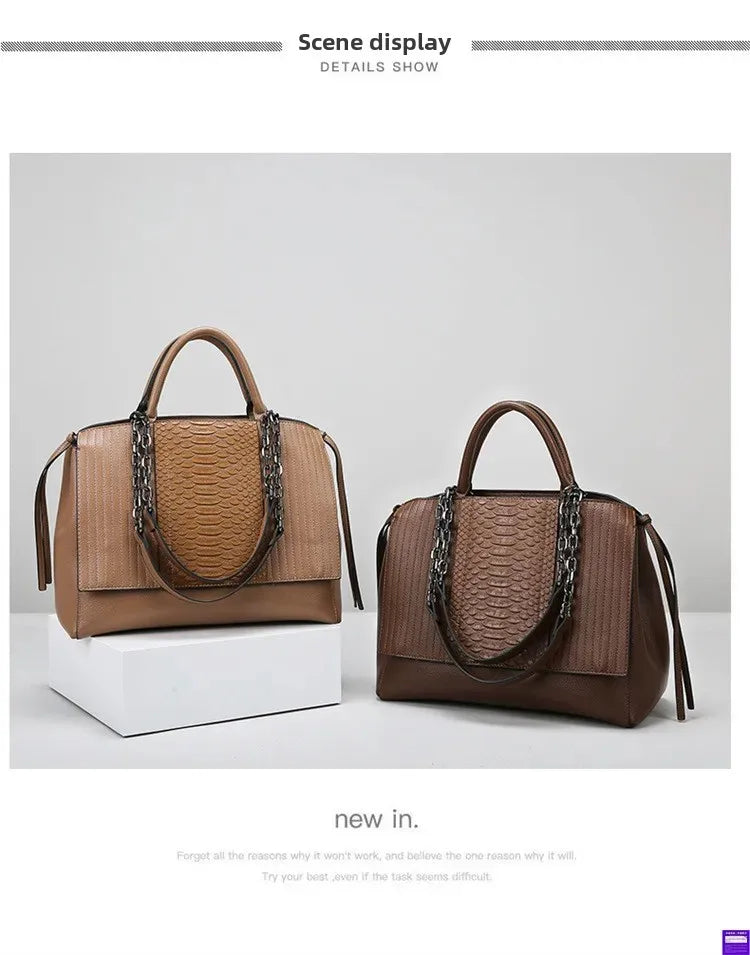 Fashionable Crocodile Pattern Tote Bag Women's Large Capacity Handbag High-End Feel Shoulder Bag Cross-Border New Model
