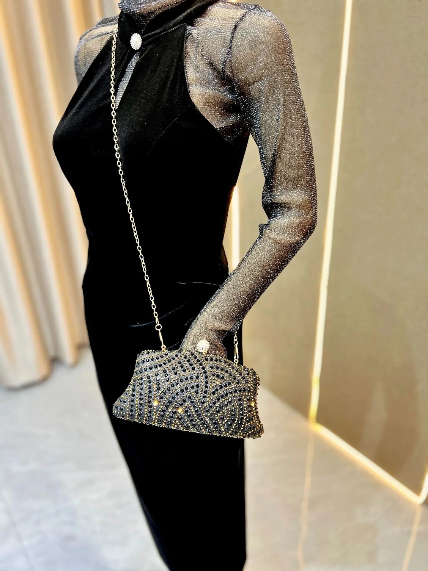 Women's Bags Women's Shiny Rhinestone Dinner Bags Can Be Matched With Dress Clutch Bags Fashion Temperament Elegant Clutch Bag
