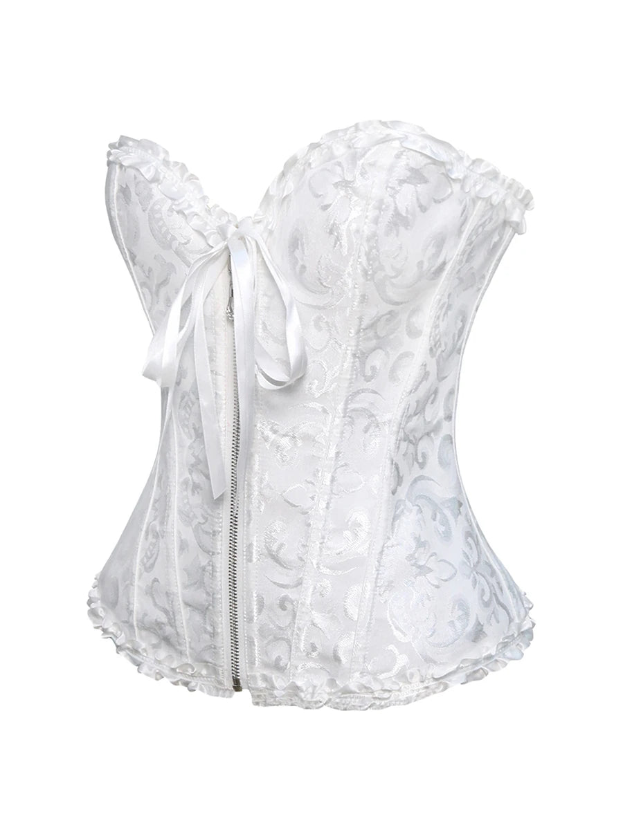 Women Corset Tops Bustier Overbust Floral Lace Tie-Up Strapless Tube Tops Vintage Court Gown Lingerie Bodyshaper Tops Natalia Home Fashion Natalia Home Fashion