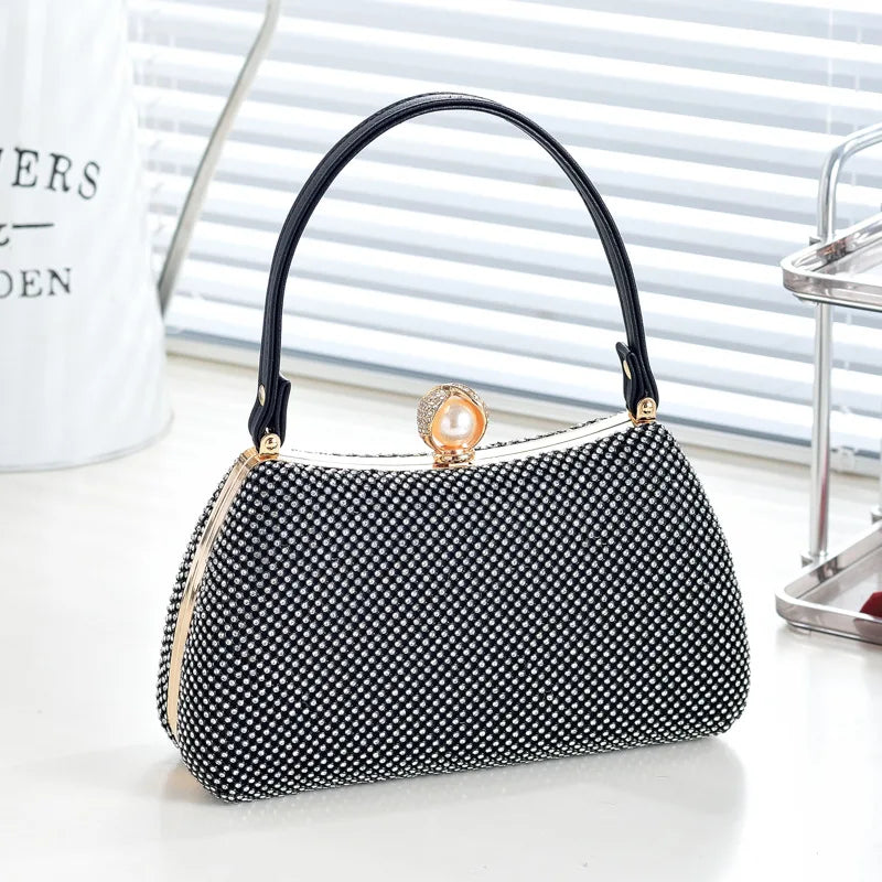 Stylish Simple Sparkling Full Diamond Handbag Temperament Shoulder Sparkling Diamond Crossbody - Simple Yet Stylish Banquet Bag