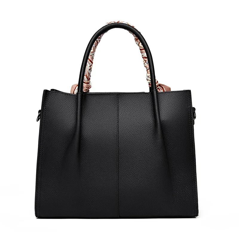 Genuine Leather Women Shoulder Crossbody Bag Large Capacity Soft Cowhide Handbag Ladies Tote Sac