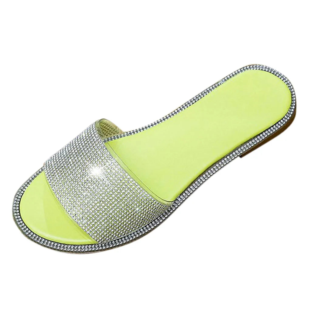 Slippers Roman Casual Women's Beach Flat Sandals Women Booties Slippers with Memory Foam Glittery