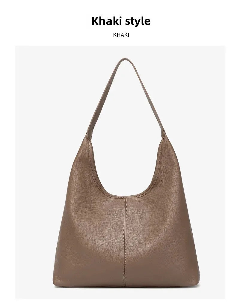 Retro Solid Color Large Capacity Women's Shoulder Bag Fashionable Versatile Niche Tote Bag Underarm Single Shoulder