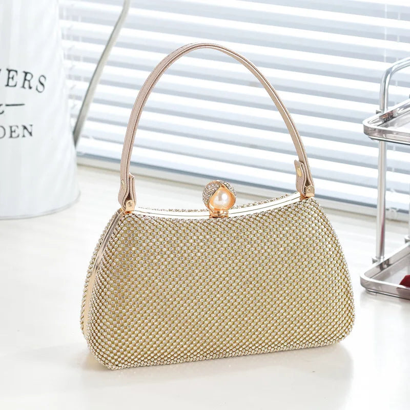 Stylish Simple Sparkling Full Diamond Handbag Temperament Shoulder Sparkling Diamond Crossbody - Simple Yet Stylish Banquet Bag