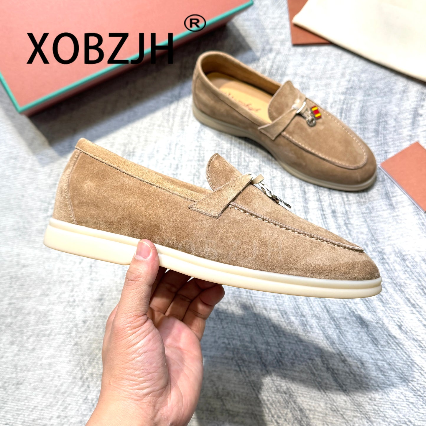 Summer Walk Moccasins Suede Loafers Shoes Women Spring Autumn Fashion Causal Leather Metal Pendant Flat Mules Shoes