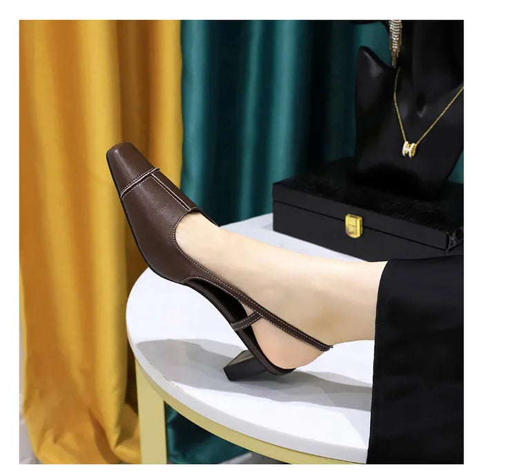Design Shallow Women Pumps Pointed Toe Sling backs Sandals Elegant Office Work Thin High Heels Shoe Retro Shoes Women
