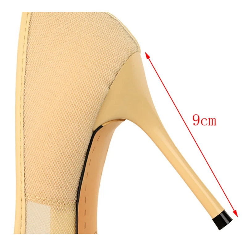 Women's Sexy Nightclub Pole Dancing Show Thin Heels High Mesh Hollowed Out Satin Rose Flower Woman Pumps