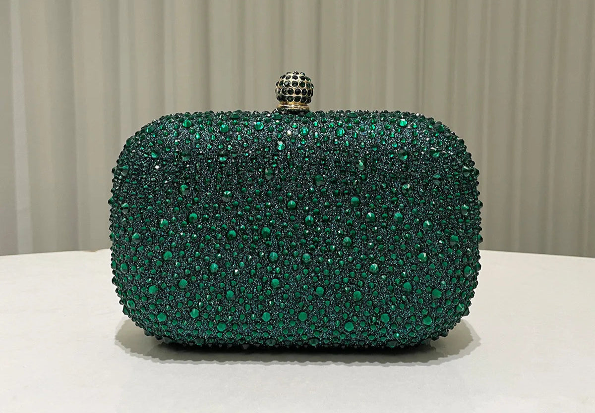 Women Rhinestone Purse Women's Round Box Shaped Evening Bags Elegant Formal Party Stylish Ladies Handbag Silver Clutch