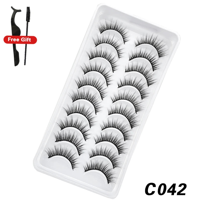DEVOSERVICE Lashes 6/10pairs Natural Short False Eyelashes 3D Mink Lashes Extensions False Eyelashes Faux Cils Makeup Wholesale Natalia Home Fashion C042-10Pairs-CHINA Natalia Home Fashion