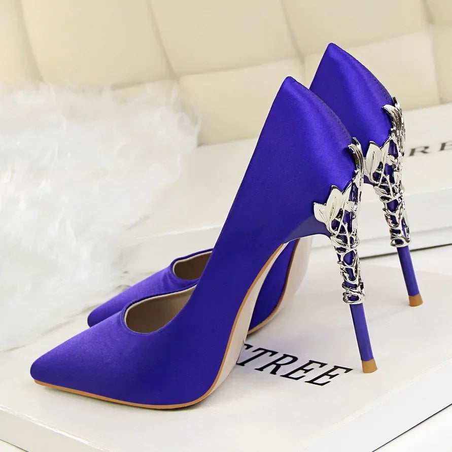 Women Shoes Spring Women Pumps Sequin Wedding Shoes Stilettos Metal Decoration Heels Natalia Home Fashion Blue-38 Natalia Home Fashion
